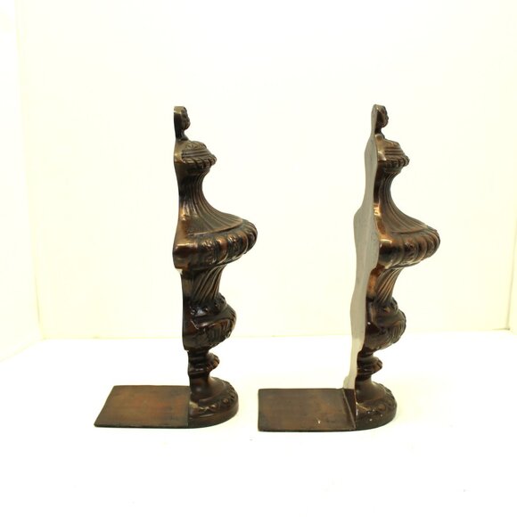 BOMBAY COMPANY BRONZE TONE METAL FINIAL URN STYLE DARK PATINA BOOKENDS HEAVY - Picture 5 of 6